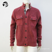 Winter custom men cardigan sweater zip knit cardigans with collar